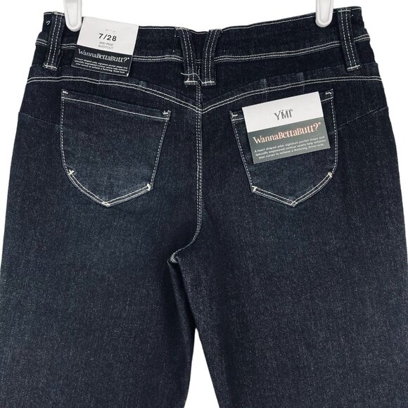 YMI Women's Denim Jeans Size 7/28 Mid Rise Boot Cut Stretch Blue NWT - Picture 4 of 10